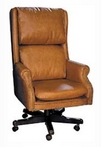 Executive Traditional, Hi-Back, Tan Leather Chair w/ Nailheads