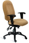 Ergonomic Chair with Cream Colored Fabric Seat & 2-Tone Fabric Back