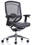Ergonomic Black Mesh Chair w/Black Upholstered Seat & Lumbar Support