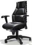Executive Ergonomic Black Leather Chair, w/ Full Lumbar Support - Featured in the TV Show "Doctors"