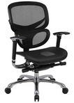 Contemporary, Multifunction Ergonomic Black Mesh Chair w/ Adjustable Lumbar Support & Armrests, Chrome Frame