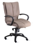 Executive Hi-Back, Black Frame, Beige Leather Chair