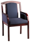 Guest Chair, Mahogany Frame, Blue Pattern Fabric