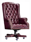 Executive Traditional, Wingedback, Hi-Back, Burgundy Leather Chair w/ Nailheads