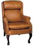 Guest Chair, Traditional, Tan Leather w/ Nailheads