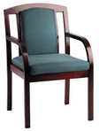 Guest Chair, Mahogany Frame, Green Pattern Fabric