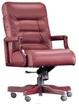Executive Contemporary, Mid-Back, Mahogany Frame, Burgundy Leather Chair
