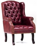 Guest Chair, Traditional, Wingedback, Burgundy Leather w/ Nailheads