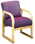 Guest Chair, Maple Frame, Multi-Hued Burgundy Pattern Fabric