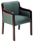Guest Chair, Mahogany Frame, Green Pattern Fabric