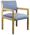 Guest Chair, Maple Frame, Lt Blue Pattern Fabric