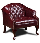 Traditional, Burgundy Leather Chair w/ Nailheads