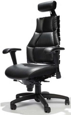 Executive Ergonomic Black Leather Chair w/ Full Lumbar Support & Headrest; Featured in the TV Show "Doctors"
