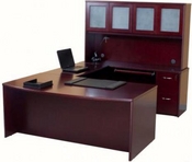 Mahogany Finish Desk with Matching Hutch & Credenza