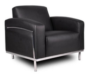 Black Leather Chair w/ Stainless Frame