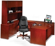 Mahogany Finish Desk with Matching Hutch & Credenza