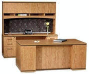 Milano Desk w/ Black Trim & Matching Hutch & Credenza