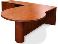 Cognac Finish P-Top L-Shape Desk