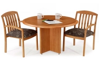 Round Conf Room Table w/ Cross Wooden Base & Matching Chairs