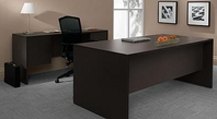 Genoa Constellation Java Desk, w/ Matching Credenza & Hi-back Ergonomic Chair