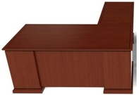 Cherry Finish L-Shape Desk w/ Black Accent