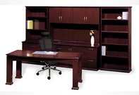 Emerald Desk & Matching Credenza, Hutch, & Bookcase, w/ High Back Ergonomic Chair