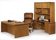 Oak Desk, Matching Hutch & Credenza, and Executive Leather Chair