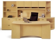 Vista Desk, Matching Hutch & Credenza, File Cabinet, Bookcases, and Executive High Back Leather Chair