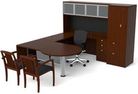Mahogany Finish Desk with Matching Hutch, Credenza, & Storage Unit