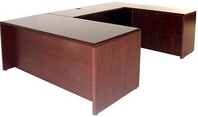 Mahogany Finish U-Shape Desk