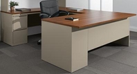 Honey Laminate Top, Nevada Steel Chassis U-Shaped Desk