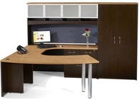 Tuscan Walnut Desk with Butternut Top, Matching Hutch, Credenza, & Storage Unit