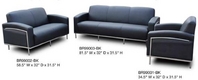 Black Leather Sofa Set w/ Stainless Frame