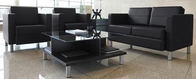 Black Leather Sofa Set w/ Aluminum Tube Base