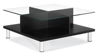Contemporary Black Coffee Table w/ Glass Top
