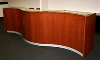 Cherry Wood Veneer & Glass Top Reception Unit