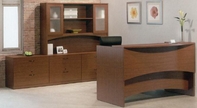 Mocha Finish Reception Unit w/ Hutch & Credenza