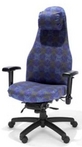 Big&Tall Swivel, Executive Hi-Back, Blue&Gold Pattern Fabric Chair w/ Head Pillow