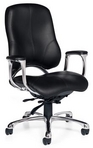 Ergonomic Black Leather Chair w/ Chrome Frame