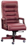 Executive Contemporary, Hi-Back, Mahogany Frame, Burgundy Leather Chair