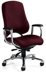 Ergonomic Burgundy Fabric Chair w/ Chrome Frame