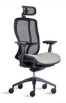 Ergonomic Black Mesh Chair w/ Beige Fabric Upholstered Seat