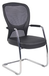 Guest Chair, Chrome Frame, Black Mesh, Mid-Back
