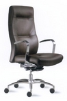 Executive Ergonomic Hi-Back, Chrome, Black Leather Chair