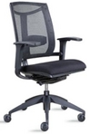 Ergonomic Black Mesh Chair w/ Black Upholstered Seat & Lumbar Support